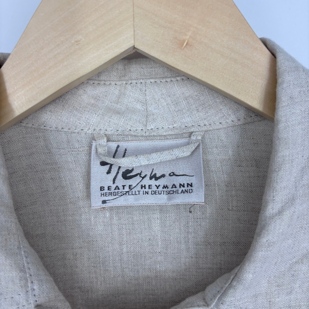 Beate‎ Heymann Jacket Womens 10 Beige Linen Blend Asymmetric Zip Moto Lagenlook - Picture 2 of 10